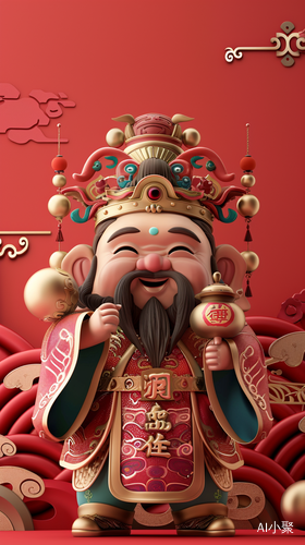 Cute Chinese God of Wealth with Tang and Song Dynasty Hat