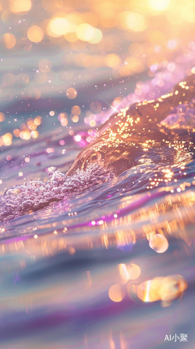 Water's Sparkling Waves: A Dreamy Landscape in Crystal Clear Holographic Style