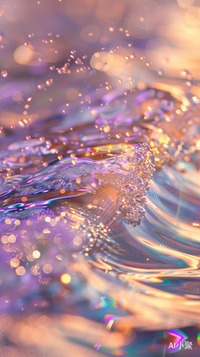 Water's Sparkling Waves: A Dreamy Landscape in Crystal Clear Holographic Style