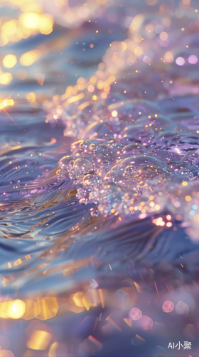 Water's Sparkling Waves: A Dreamy Landscape in Crystal Clear Holographic Style