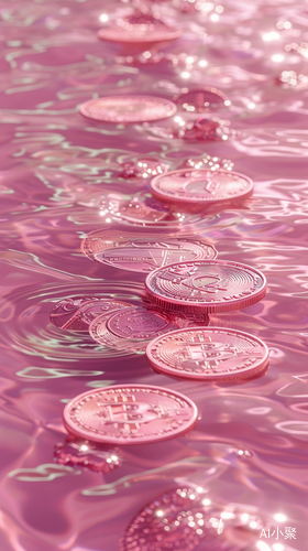 Hyper Realistic Water with Coins on Pink Wallpaper