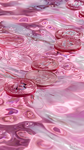 Hyper Realistic Water with Coins on Pink Wallpaper