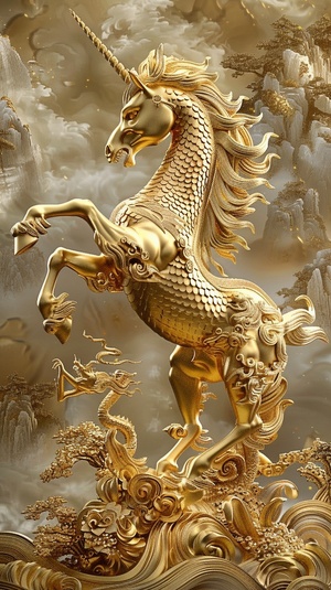 In Chinese culture,the golden horse symbolizes positive meanings such as power,glory, victory, wealth, and prosperity,and is often used to express wishes and expectations for a better future.