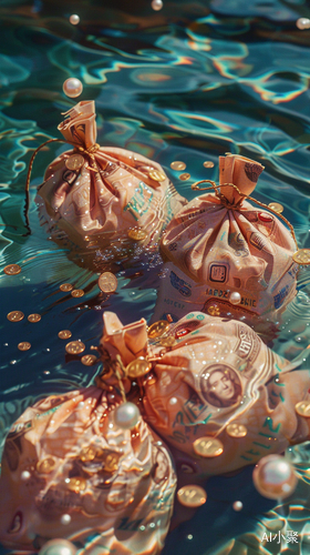 Sparkling Surrealism: Exquisite Chinese Money Bags on Water