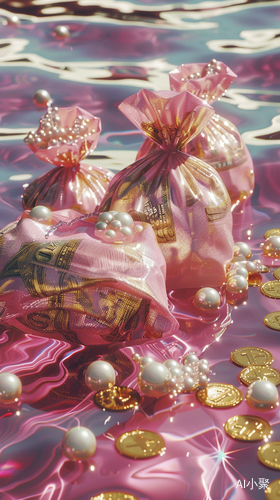 Sparkling Surrealism: Exquisite Chinese Money Bags on Water