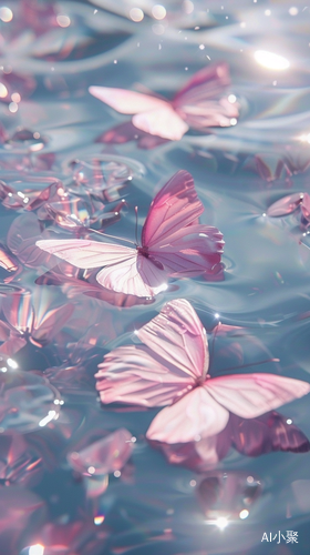 Beautiful Crystal Water with Pink Butterflies in Y2K Aesthetic