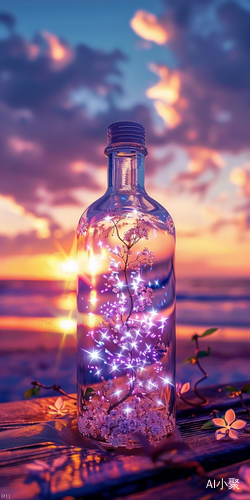 Aesthetic Literary Picture: Glass Bottle Holding the Starry World