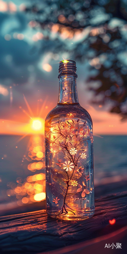 Aesthetic Literary Picture: Glass Bottle Holding the Starry World