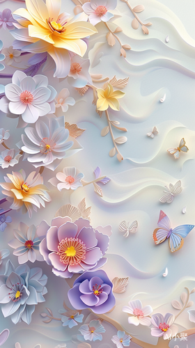 Spring Dream: Chinese Illustration with Butterfly Element and 3D Relief