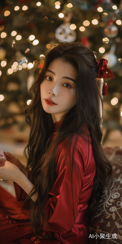 亚洲女人圣诞风情瞬间