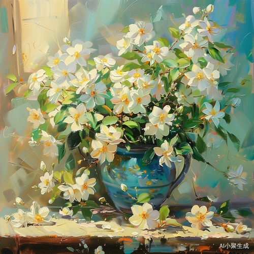 油画印象派茉莉花