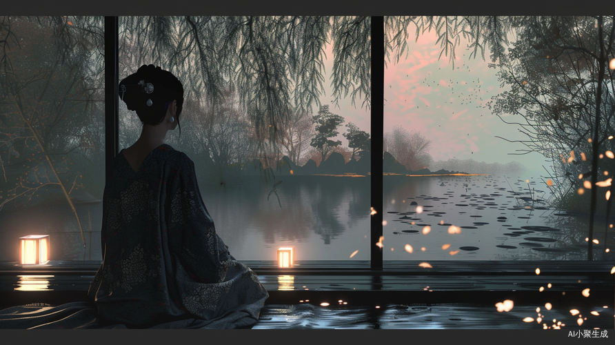 秋夜流光下的浪漫夜景