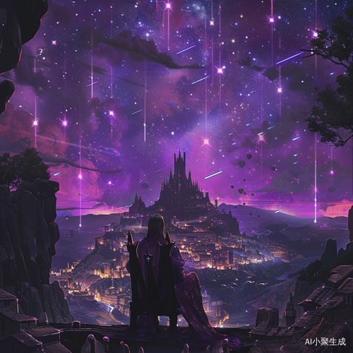 官方艺术作品：Aya Goda坐在星空下的都市宝座