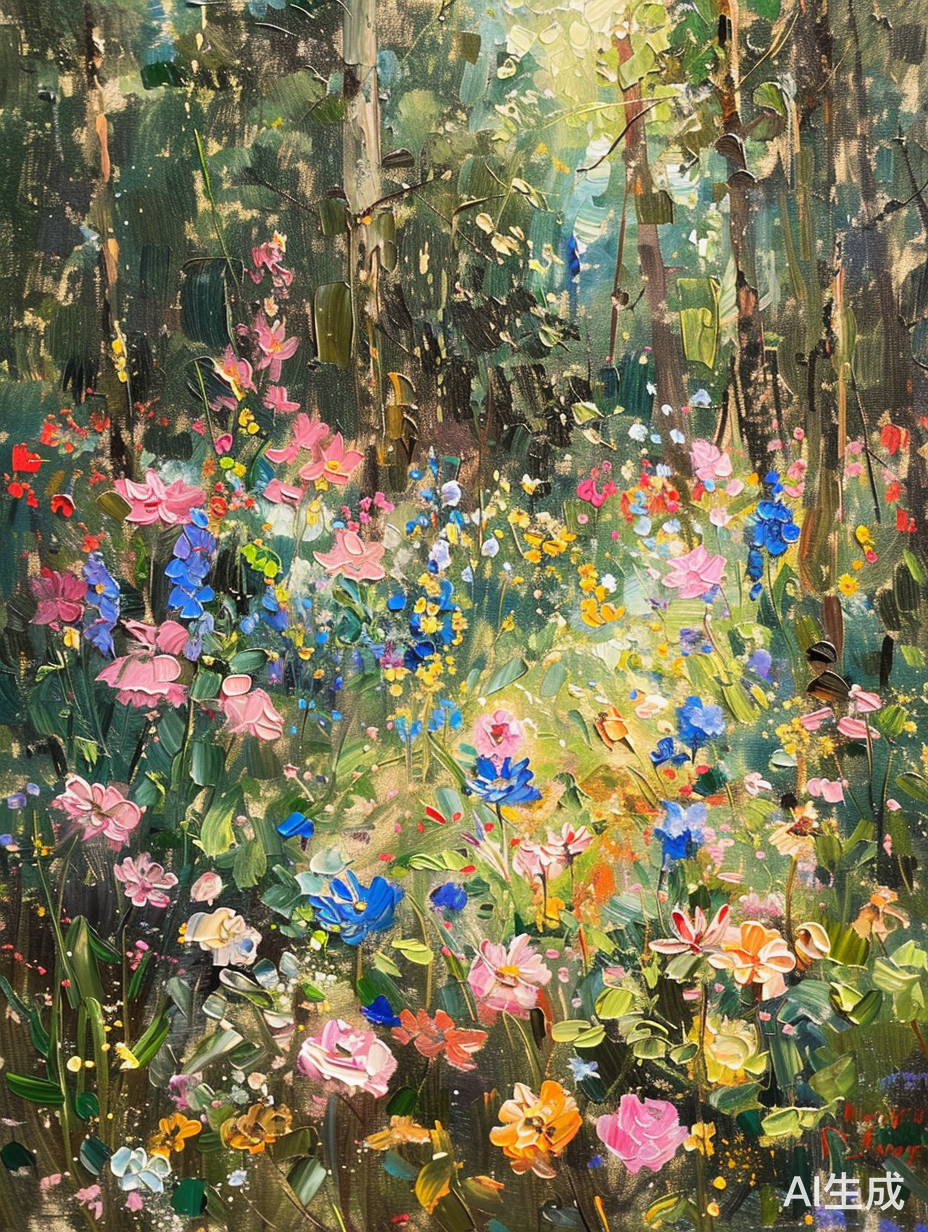 缤纷花海，彩云落地的宁静与愉悦