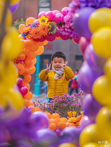 幼儿园春节氛围：孩子举五指展幸福