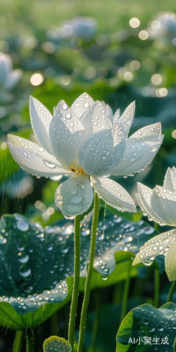 Blooming White Lotus - A Delicate and Beautiful Moment