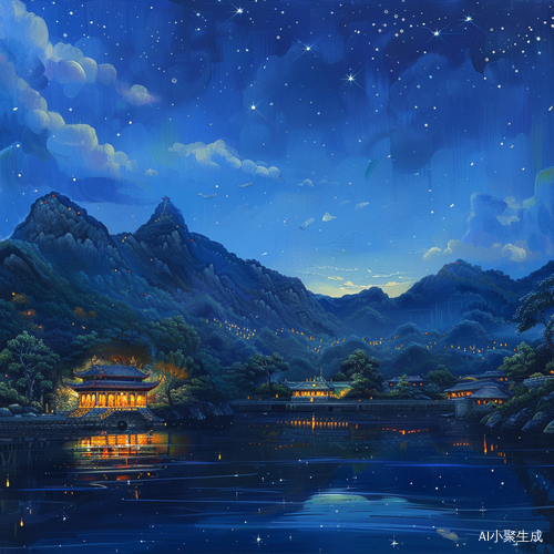 幻境山庭，星光泛橙，美好神话