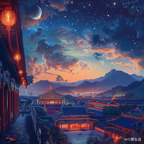 幻境山庭，星光泛橙，美好神话