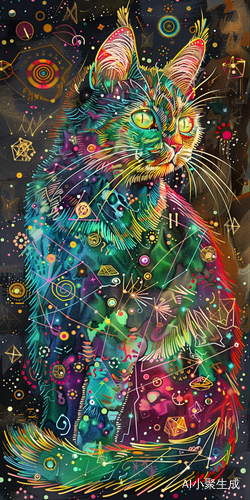 Vibrant Fantasy Cat: A Meticulously Crafted Visual Experience