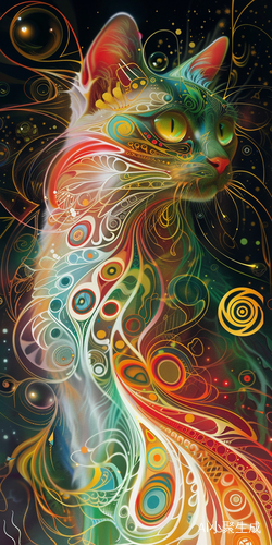 Vibrant Fantasy Cat: A Meticulously Crafted Visual Experience