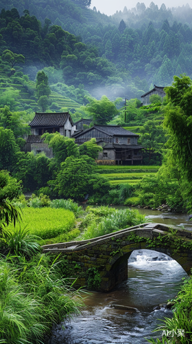 高清画质，雨后的江南农村田野风光