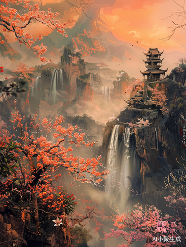 魔幻山水：橙天峰瀑，河流宛如古代桃花舞