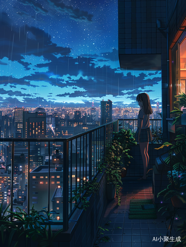 Makoto Shinkai-style Anime with Wide-angle Night Views of Japanese Cityscape