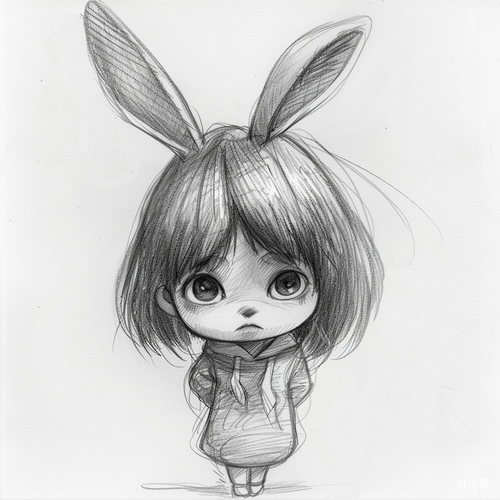 Chibi Toy Character: Cute Girl with Rabbit Ears