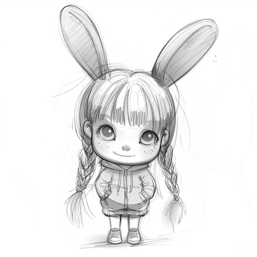 Chibi Toy Character: Cute Girl with Rabbit Ears