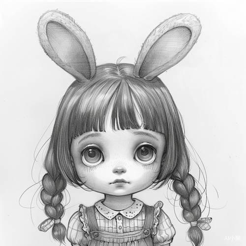 Chibi Toy Character: Cute Girl with Rabbit Ears