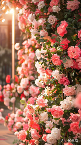 Romantic Pink and White Roses in Real Scene Shooting