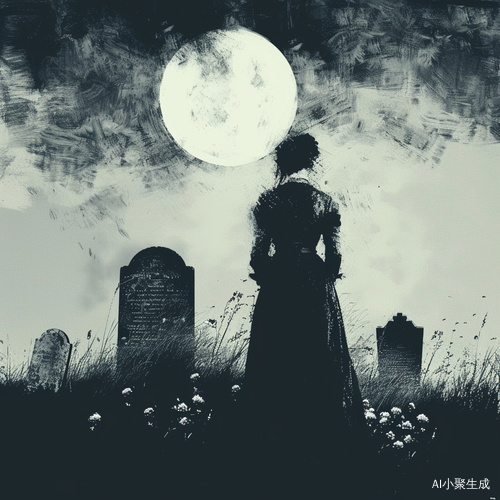 墓碑和女人：一个点的对照