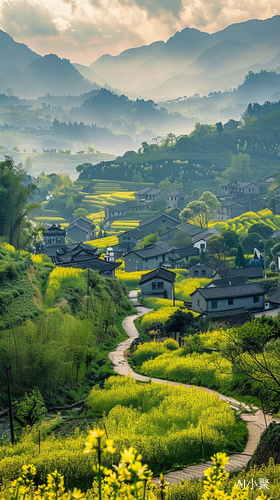 Jiangnan Scenery: Wuyuan Country Road and Rapeseed Flowers