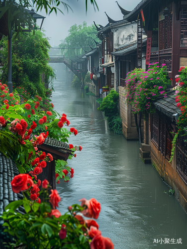 江南古镇：大雨中的鲜花，迷人之美