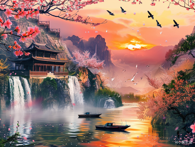 橙色天空下的精美画面