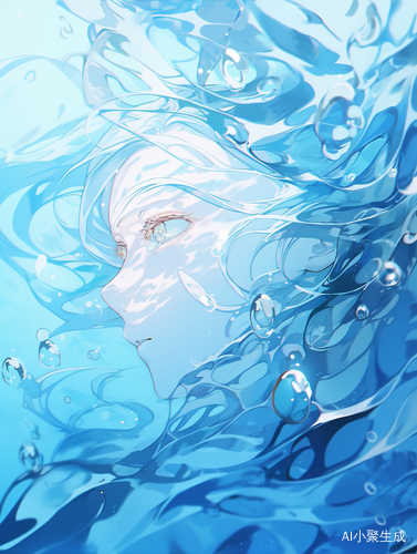 蓝色水波纹金色晕染