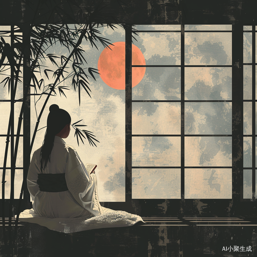 夜读古风，竹叶沙沙，明艳月亮高悬