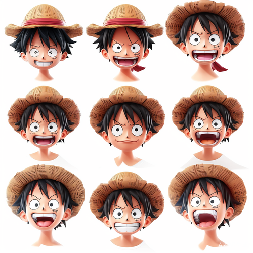 Luffy's Popmart Style: 16 Emoticons and Niji 5 Expressive Poss and Expressions