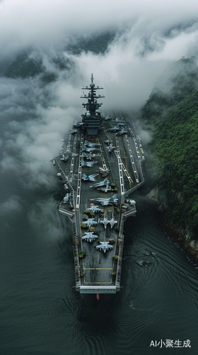 空中拍摄的中国山水画风格的壮观古老航空母舰