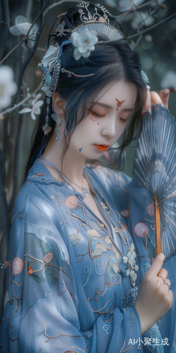 青衣佳人，花园中的舞蝶