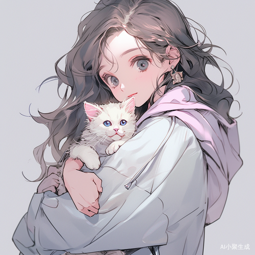 姐姐抱小猫