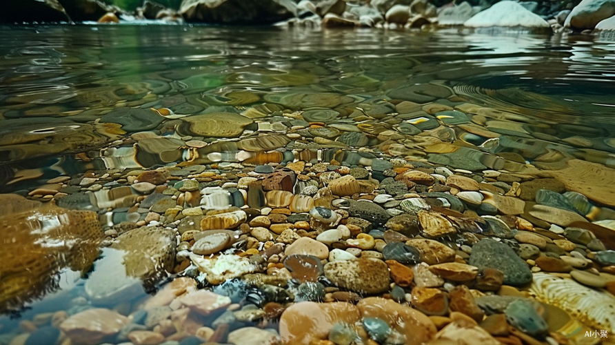 水清澈见底，小溪美景