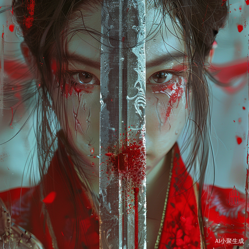 红衣女子持剑带血之容
