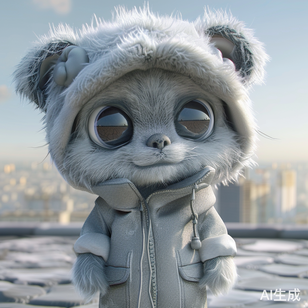 4K超清大眼睛可爱浅灰色泰迪宠物狗穿着敦煌飞天衣服