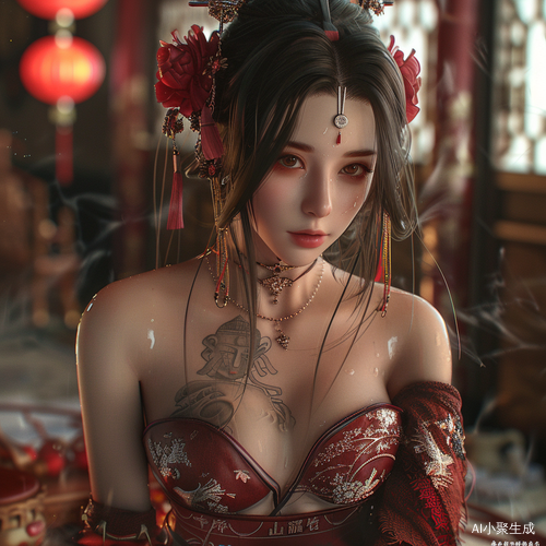 寺庙中的性感女性