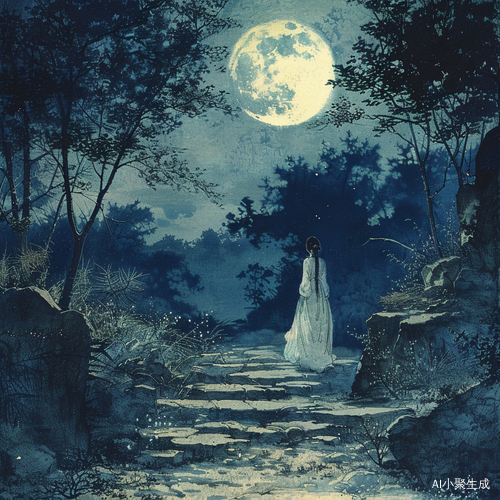 月夜树林的中国女子