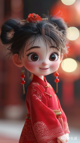 穿唐装的可爱小女孩