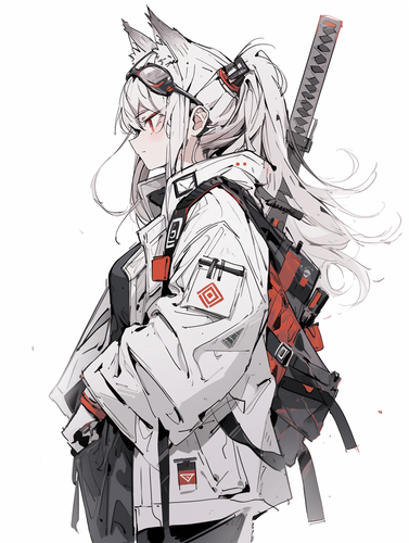 银色女生带圆形耳钉身穿日本刀鬼杀队制服