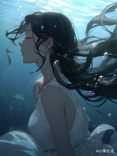 海底世界中的平静女子