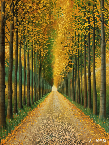 Healing Autumn Path with Poplar Trees and Colorful Details